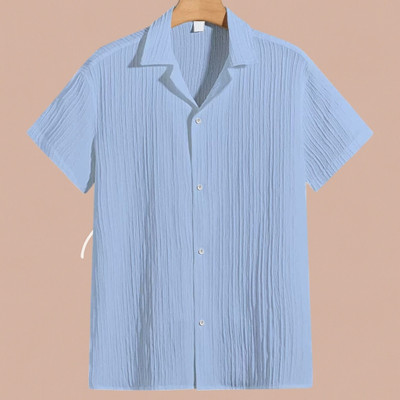 nitafashion Men Solid Casual Light Blue Shirt