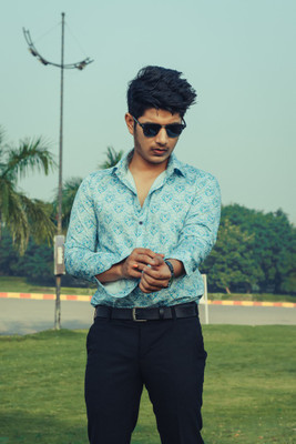 Javinishka Men Printed Casual Blue Shirt