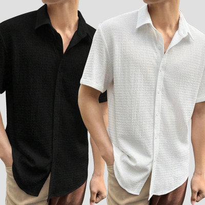 METRONAUT Men Solid Casual Multicolor Shirt(Pack of 2)