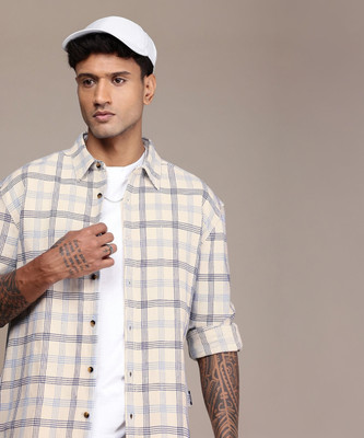 Roadster Men Checkered Casual Blue Shirt