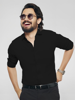 Vuon fab Men Solid Casual Black Shirt