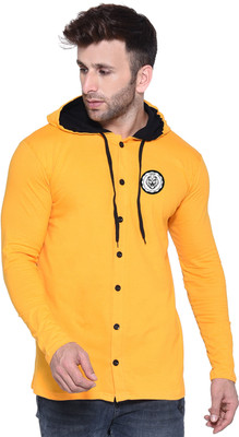 Lawful Casual Men Solid Casual Yellow Shirt