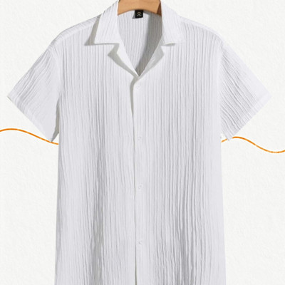 A Dearise Trend Men Self Design Casual White Shirt