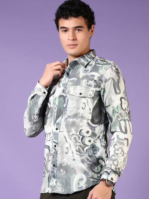 V-MART Men Printed Casual Green Shirt