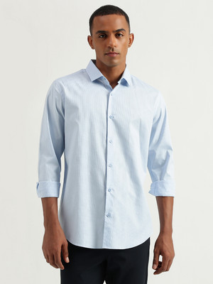 United Colors of Benetton Men Striped Casual Light Blue Shirt