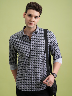 HIGHLANDER Men Printed Casual Grey Shirt