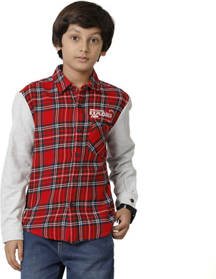 Under Fourteen Only Boys Solid Casual Red Shirt