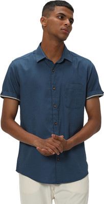 MUFTI Men Solid Casual Dark Blue Shirt