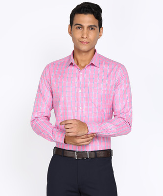 PARK AVENUE Men Checkered Formal Red Shirt
