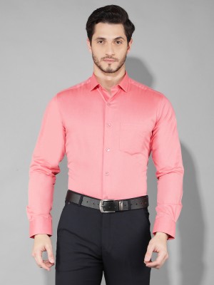 Canary London Men Solid Formal Pink Shirt