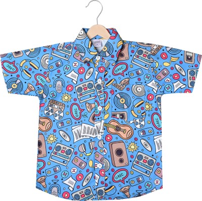 Cremlin Clothing Boys Graphic Print Casual Blue Shirt