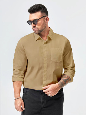 MAHADEV ENTERPRISE Men Solid Formal Beige Shirt