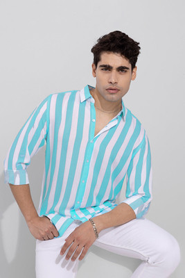 Jai Textiles Men Solid Casual Light Blue Shirt