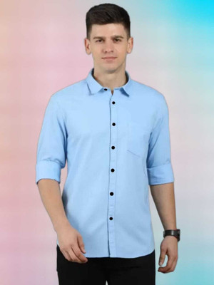 Manav Creation Men Solid Formal Light Blue Shirt