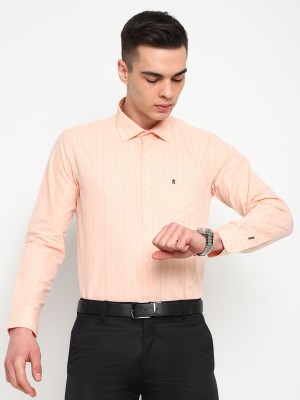 Mark Jillion Men Printed Formal Orange Shirt