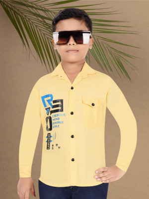 UNIQUE BAZAAR COLLECTION Boys Printed Casual Yellow Shirt