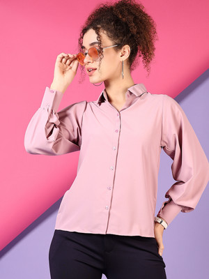 V-MART Women Solid Casual Purple Shirt
