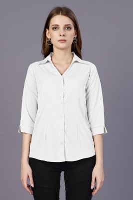 DOLVIA Women Solid Formal White Shirt
