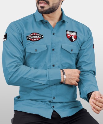 VeBNoR Men Self Design Casual Blue Shirt