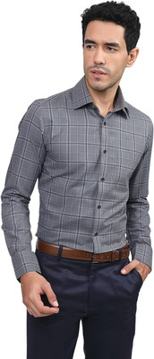 LOUIS STITCH Men Checkered Formal Grey Shirt