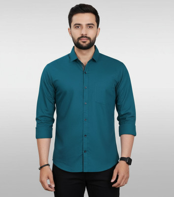 swadra Men Solid Casual Light Blue Shirt