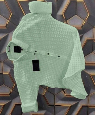 AVAKAR Men Self Design Casual Light Green Shirt