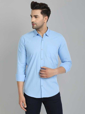 ALVIN ENTERPRISE Men Solid Casual Light Blue Shirt