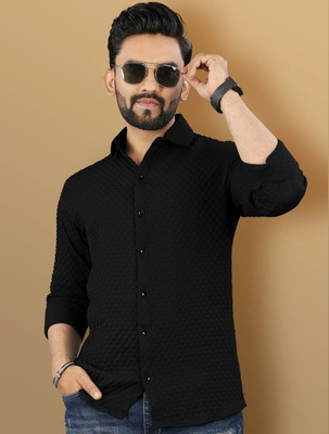 navdurgha Men Self Design Casual White Shirt