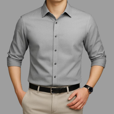 SUNCLOTHING Men Solid Formal Grey Shirt