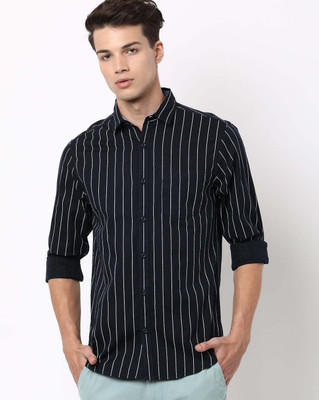 Hardsoda Men Striped Casual Blue Shirt