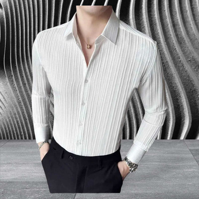 SHIVAY FASHIONS Men Self Design Casual White Shirt