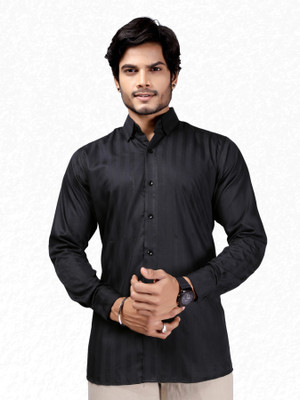 SHIVYM Men Solid Formal Black Shirt
