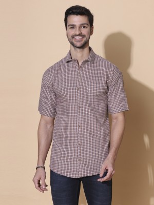 Moshi Men Checkered Casual Brown Shirt