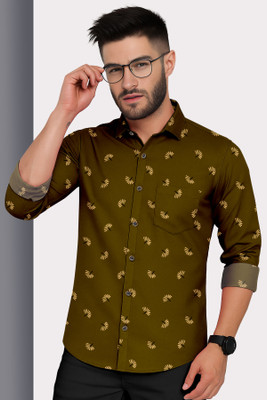 VASTRAHOUSE Men Printed Casual Green Shirt