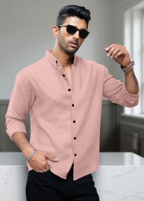 Yanthi Trend Men Self Design Casual Beige Shirt