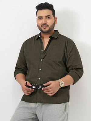 Urbano Plus Men Solid Casual Dark Green Shirt
