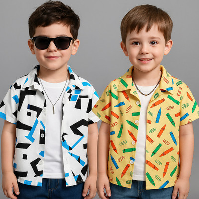 SVHFashion Boys Printed Casual Multicolor Shirt(Pack of 2)
