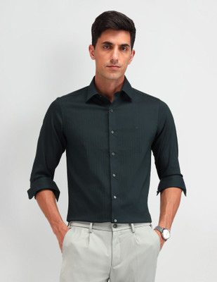 Arrow Newyork Men Self Design Formal Green Shirt