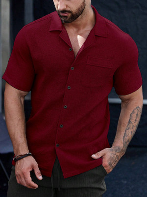 COMBRAIDED Men Solid Casual Grey Shirt