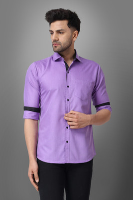 METRONAUT Men Solid Casual Purple Shirt