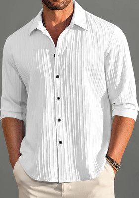 zbio Men Solid Casual White Shirt