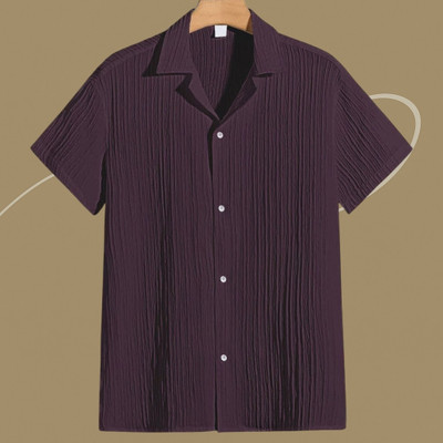 A Dearise Trend Men Self Design Casual Purple Shirt