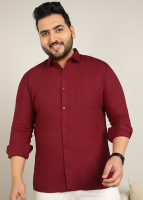 METRONAUT PLUS Men Solid Casual Maroon Shirt