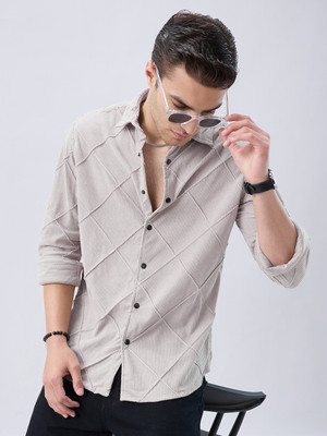 VASTRADO Men Self Design Casual Grey Shirt