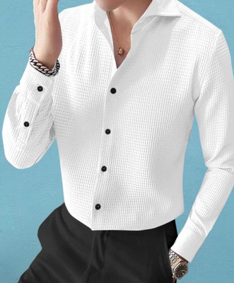 VXHAENTERPRISE Men Solid Casual White Shirt