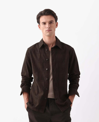 RARE RABBIT Men Checkered Casual Brown Shirt