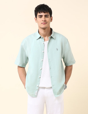 U.S. POLO ASSN. Men Solid Casual Green Shirt