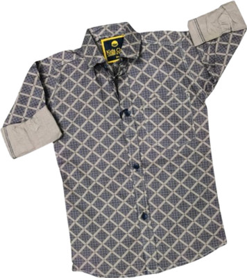 Jainam Club Boys Checkered Casual Brown Shirt