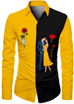 JRKENTERPRISE Men Printed Casual Yellow Shirt