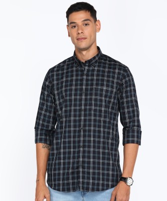 PETER ENGLAND Men Checkered Casual Black Shirt